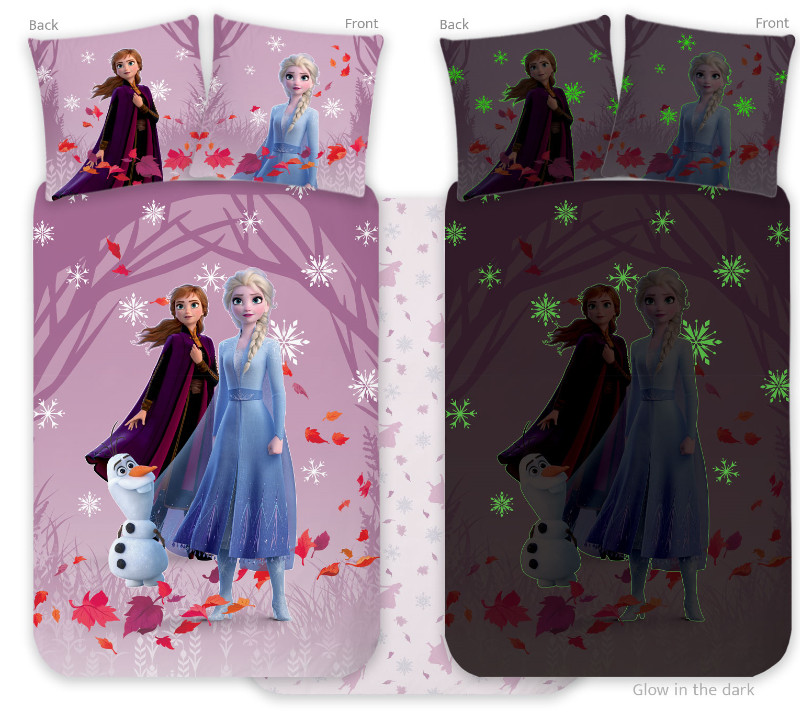 Disney Frozen Purple Φωσφορίζον Βρεφικό Βαμβακερό Σετ Παπλωματοθήκης 2 Τεμαχίων 100×135 και 40×60 cm 5891524
