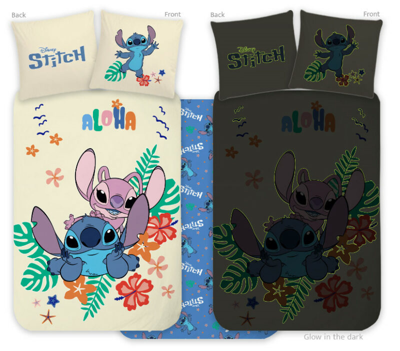 Disney Lilo and Stitch Aloha Φωσφορίζον Βρεφικό Βαμβακερό Σετ Παπλωματοθήκης 2 Τεμαχίων 100×135 και 40×60 cm 5881899