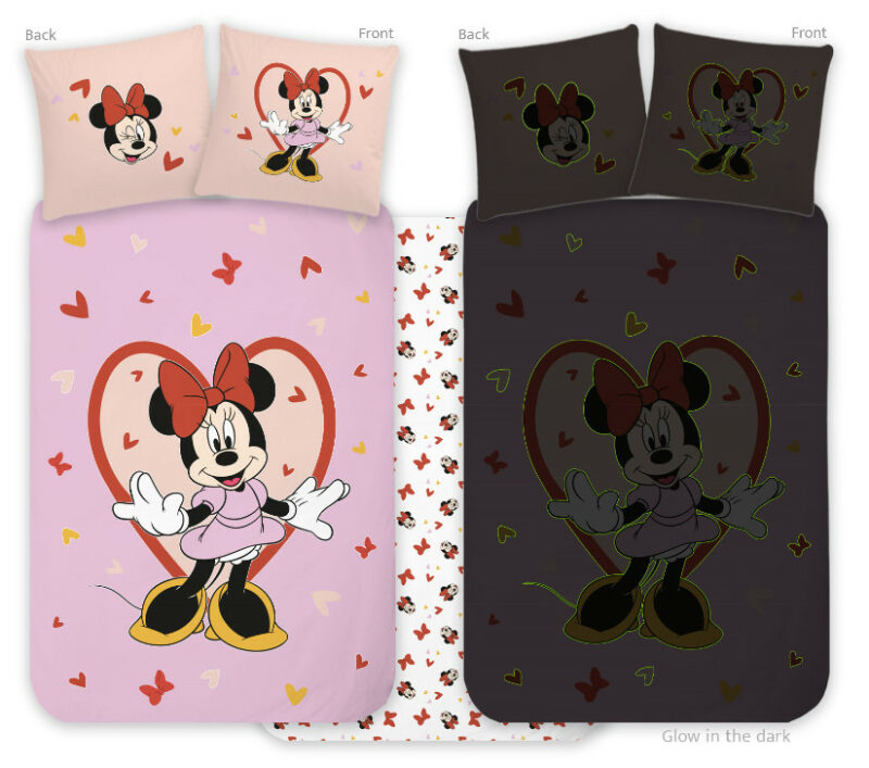 Disney Minnie Heart Φωσφορίζον Βρεφικό Βαμβακερό Σετ Παπλωματοθήκης 2 Τεμαχίων 100×135 και 40×60 cm 5881902