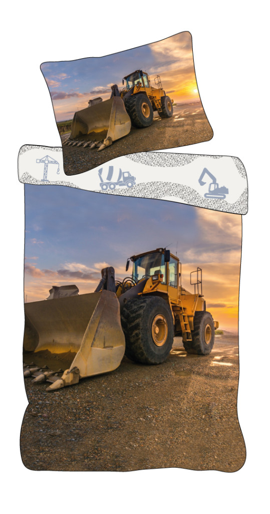 Construction Sunset Loader Σετ Μονή Παπλωματοθήκη Βαμβακερή 2 Τεμαχίων 140×200 και 70×90 cm 5885749