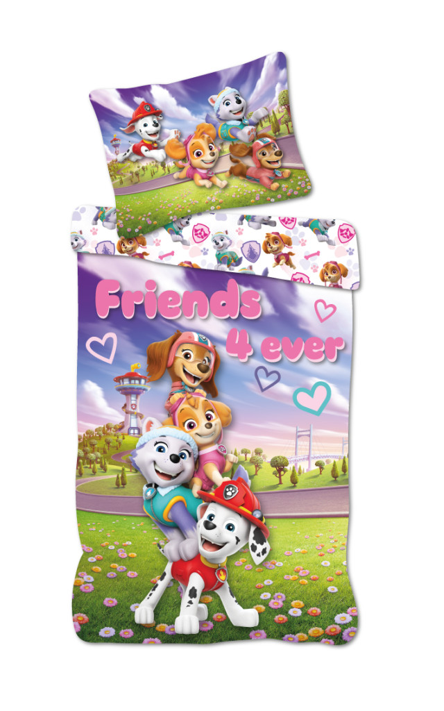 Paw Patrol Friends 4 Ever Σετ Μονή Παπλωματοθήκη Βαμβακερή 2 Τεμαχίων 140×200 και 70×90 cm 5886799