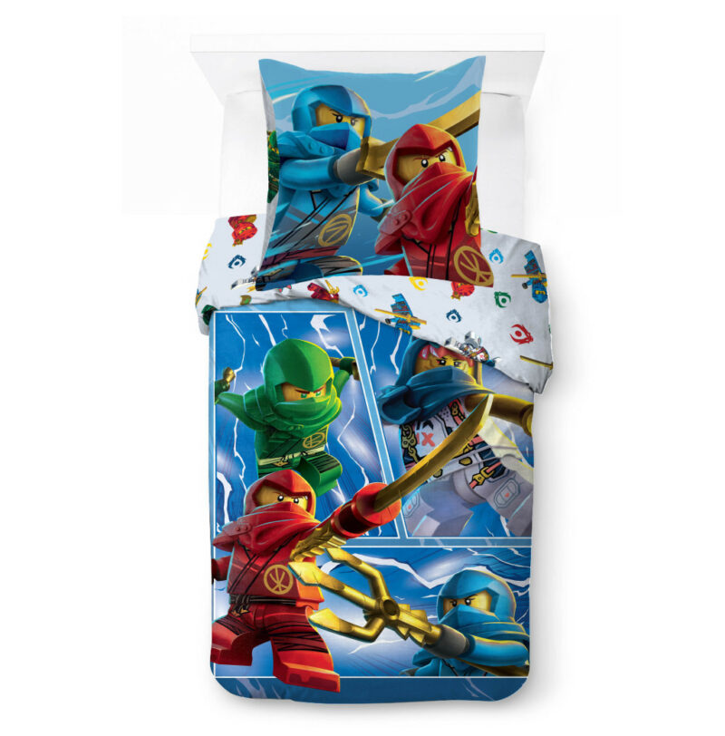 Lego Ninjago Warriors Σετ Μονή Παπλωματοθήκη Βαμβακερή 2 Τεμαχίων 140×200 και 70×90 cm 5900521