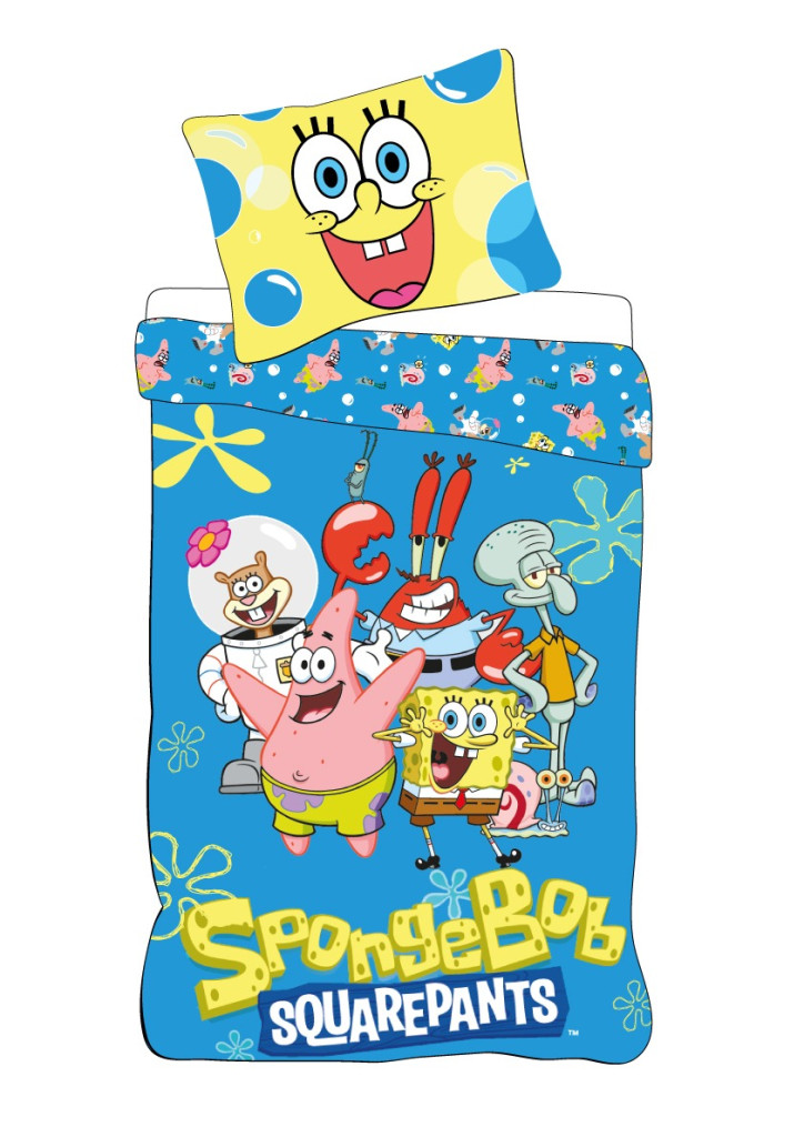 SpongeBob Sea Squad Βρεφικό Βαμβακερό Σετ Παπλωματοθήκης 2 Τεμαχίων 100×135 και 40×60 cm 5905809