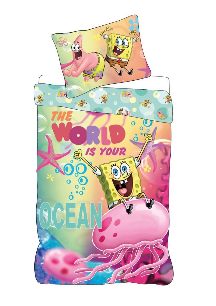 SpongeBob The World Βρεφικό Βαμβακερό Σετ Παπλωματοθήκης 2 Τεμαχίων 100×135 και 40×60 cm 5905816