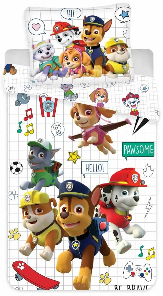 Paw Patrol Grid Βρεφικό Βαμβακερό Σετ Παπλωματοθήκης 2 Τεμαχίων 100×140 και 40×45 cm 5879530
