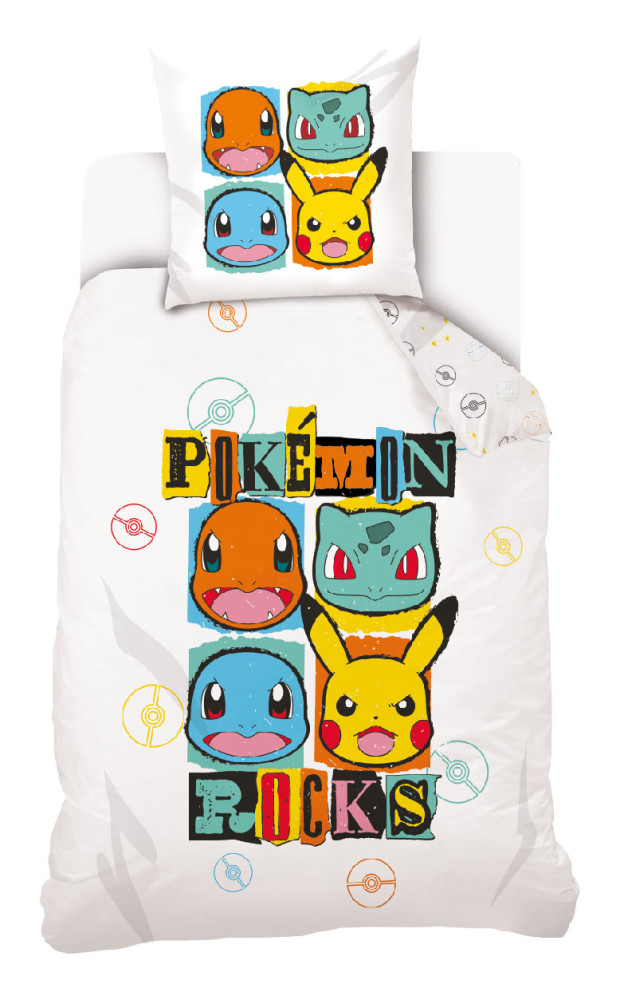 Pokémon Rocks Σετ Μονή Παπλωματοθήκη Βαμβακερή 2 Τεμαχίων 140×200 και 70×90 cm 5879427