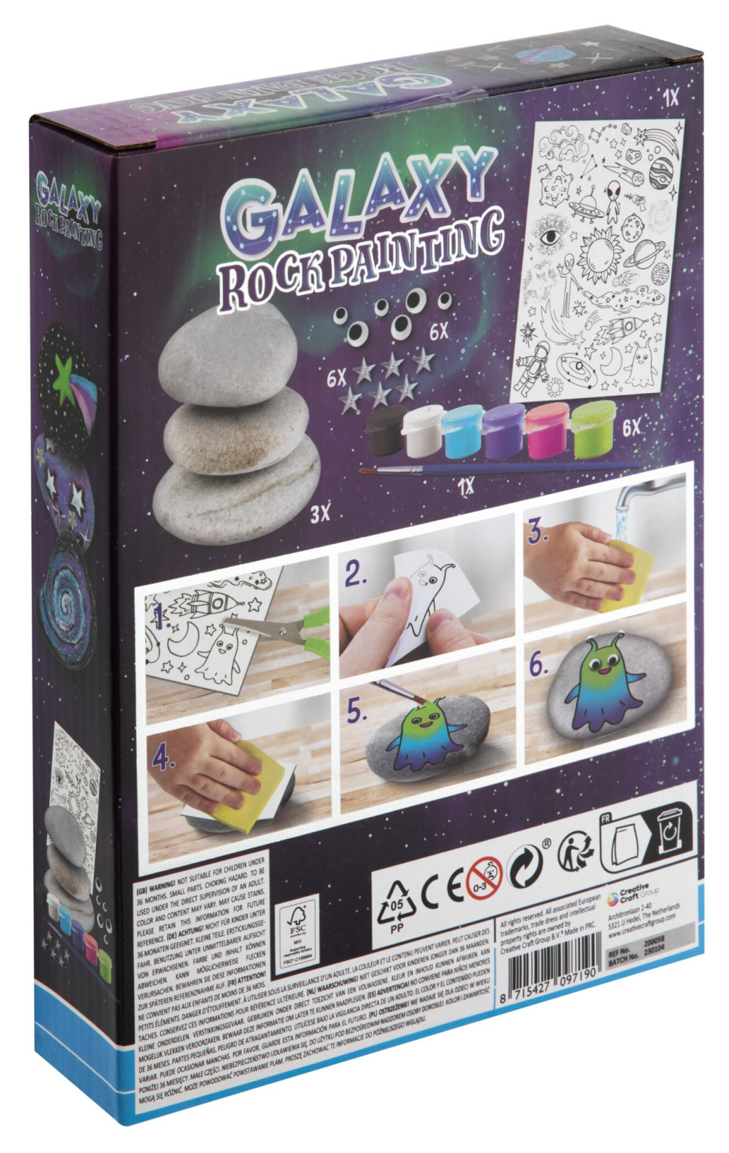 Space Galaxy Colorful Σετ Ζωγραφικής Βότσαλων με Αυτοκόλλητα