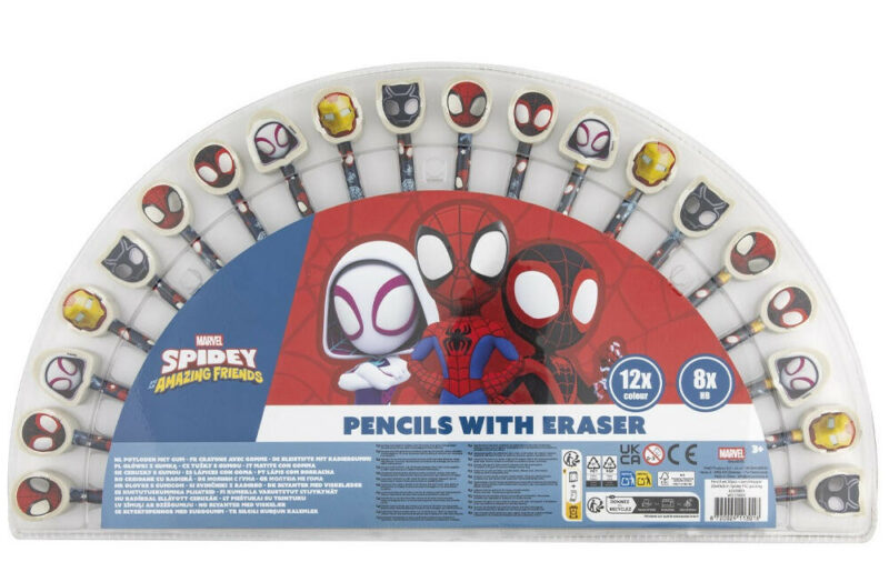 Spiderman Spidey Friends colored and graphite pencil set with eraser 5977156