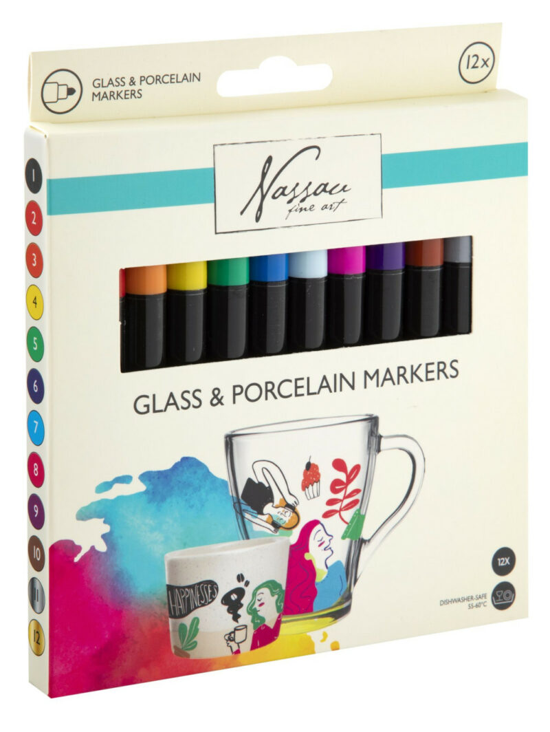 Colour Nassau glass and porcelain marker pens set of 12 5977213