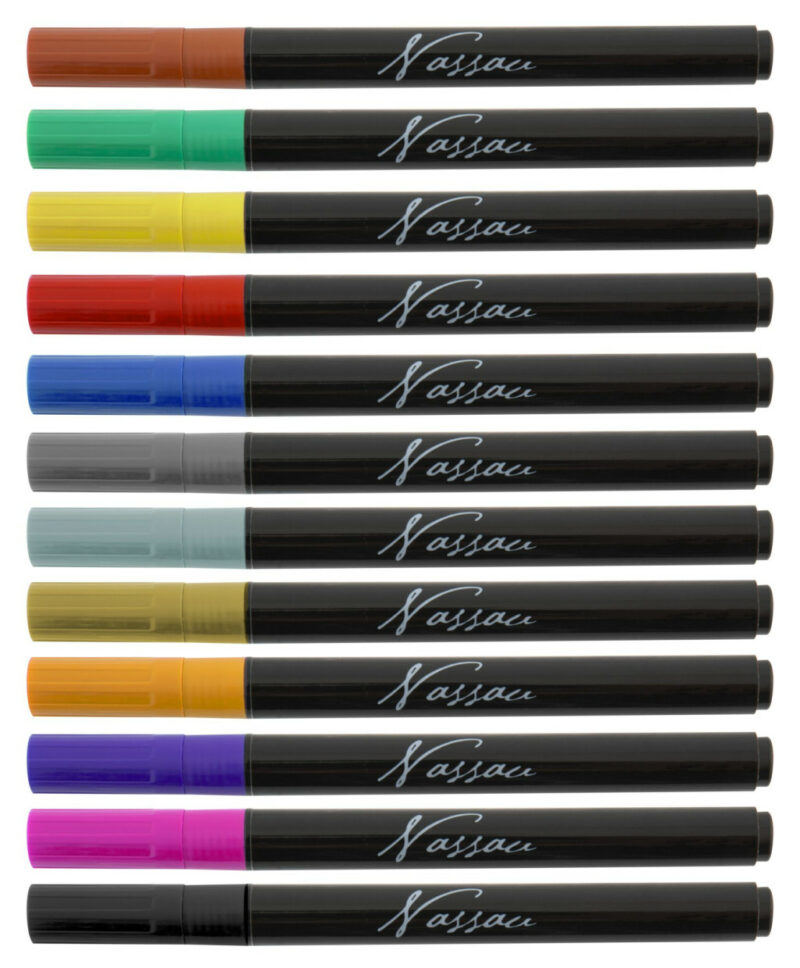Colour Nassau glass and porcelain marker pens set of 12 5977214
