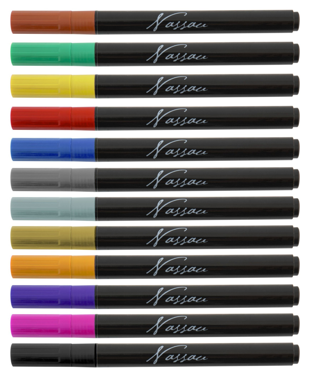 Colour Nassau glass and porcelain marker pens set of 12