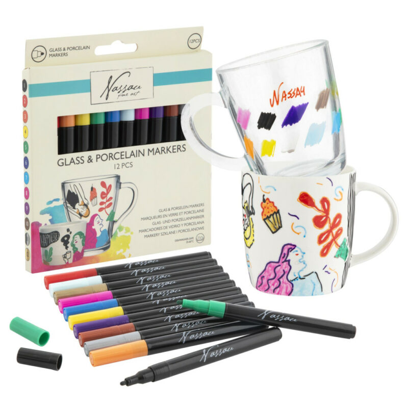 Colour Nassau glass and porcelain marker pens set of 12 5977218