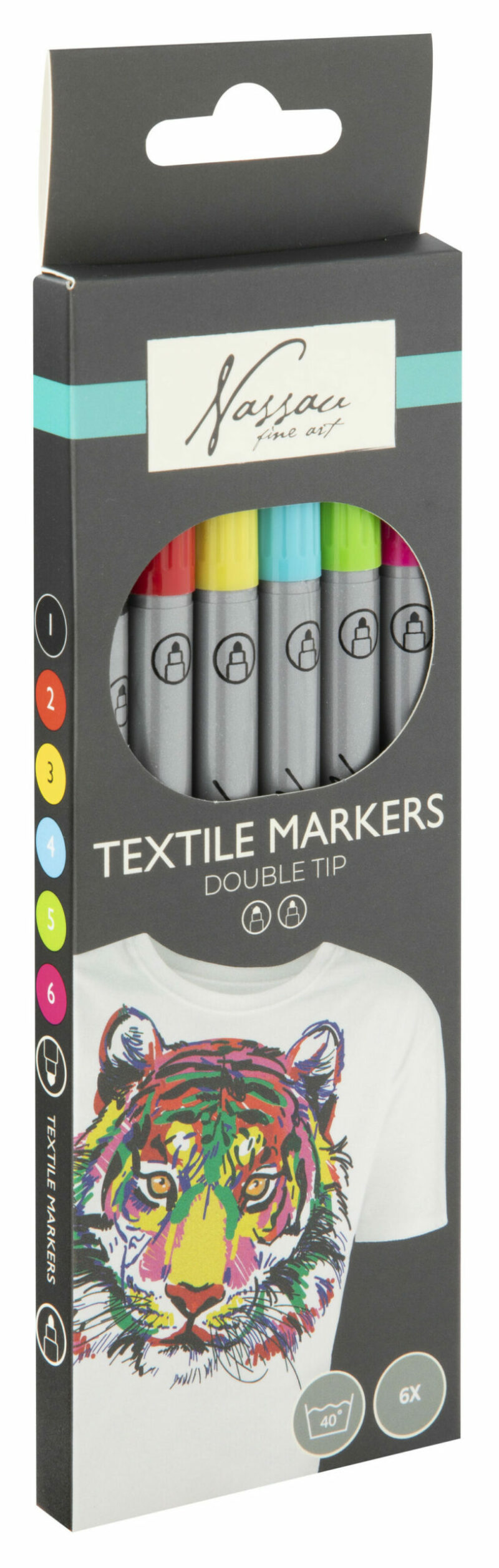 Colour Nassau double-ended washable fabric marker set of 6 5976722