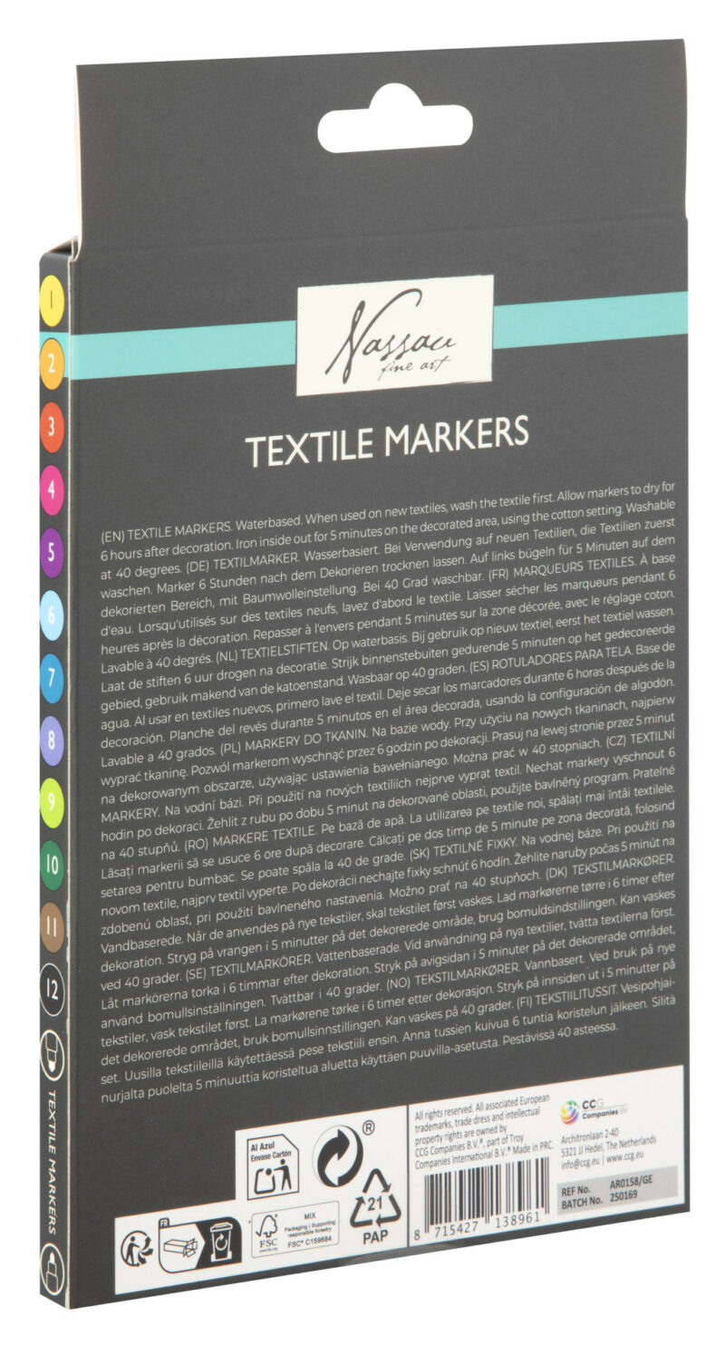 Colour Nassau double-ended washable fabric marker set of 12 5976720