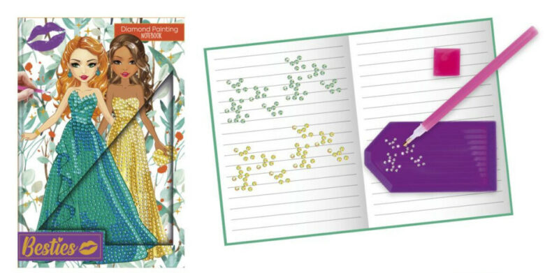 Colour Besties Girls’ Diamond Beaded Hard Cover Notebook A5 5976426