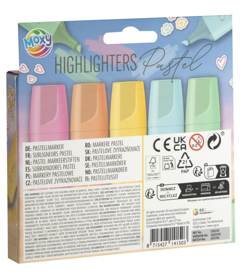 Colour Pastel Set of 5 Highlighters 5977260