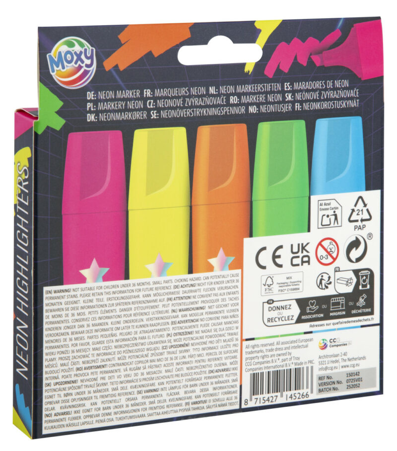 Colour Neon set of 5 colorful highlighters 5977254