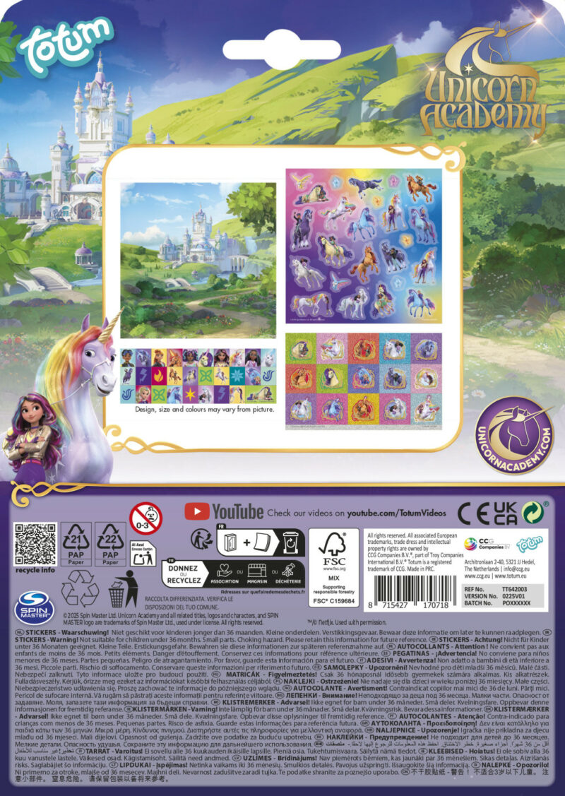 Unicorn Academy Friends Μεταλλικό Σετ Αυτοκόλλητων 2 Φύλλων 17×24 cm 5903539