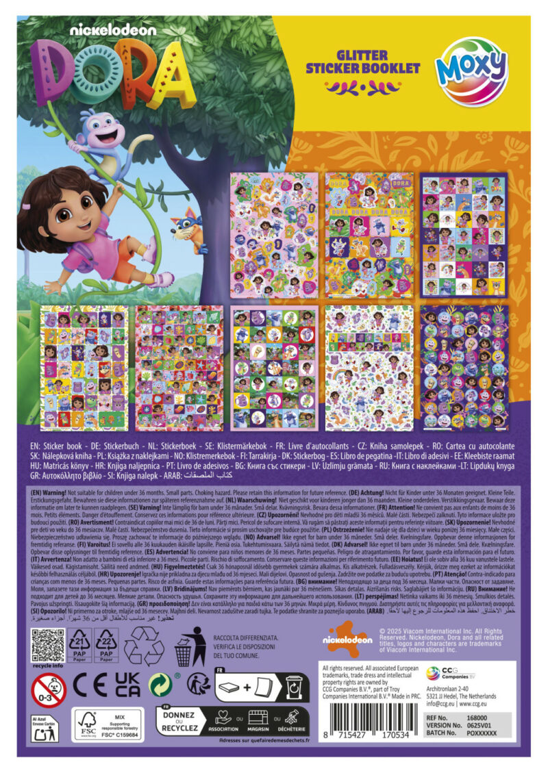 Dora the Explorer Sweet Dora the Explorer Glitter Σετ Αυτοκόλλητων 8 Φύλλων 15×21 cm 5903024