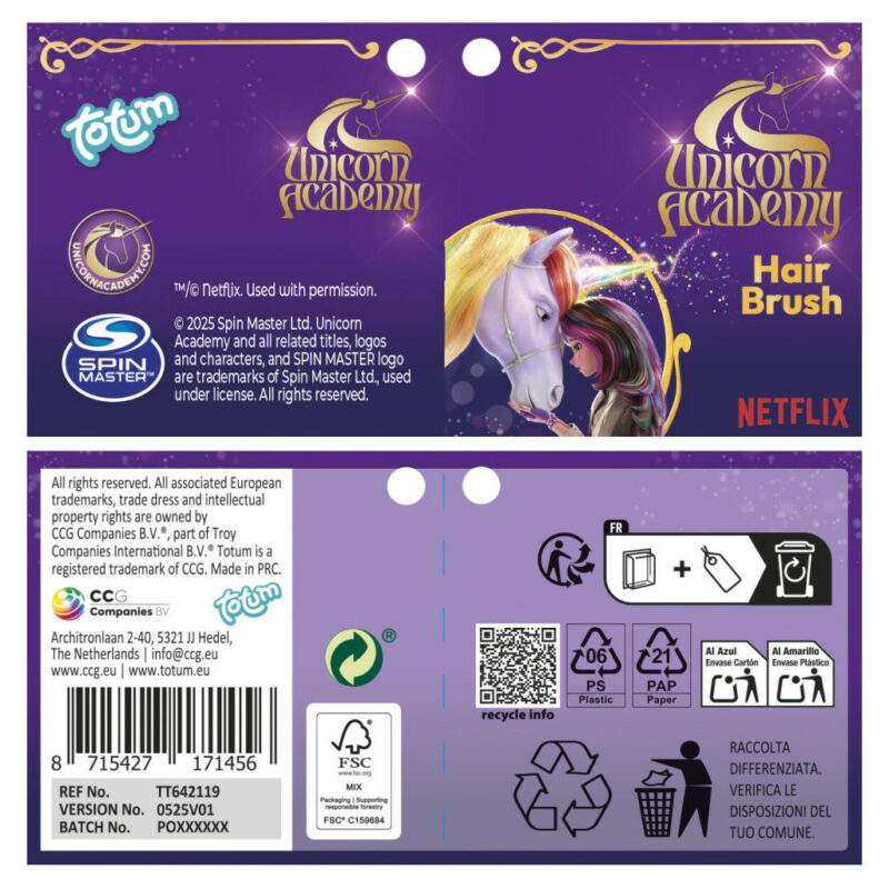 Unicorn Academy Star shiny hairbrush 18 cm 5903392