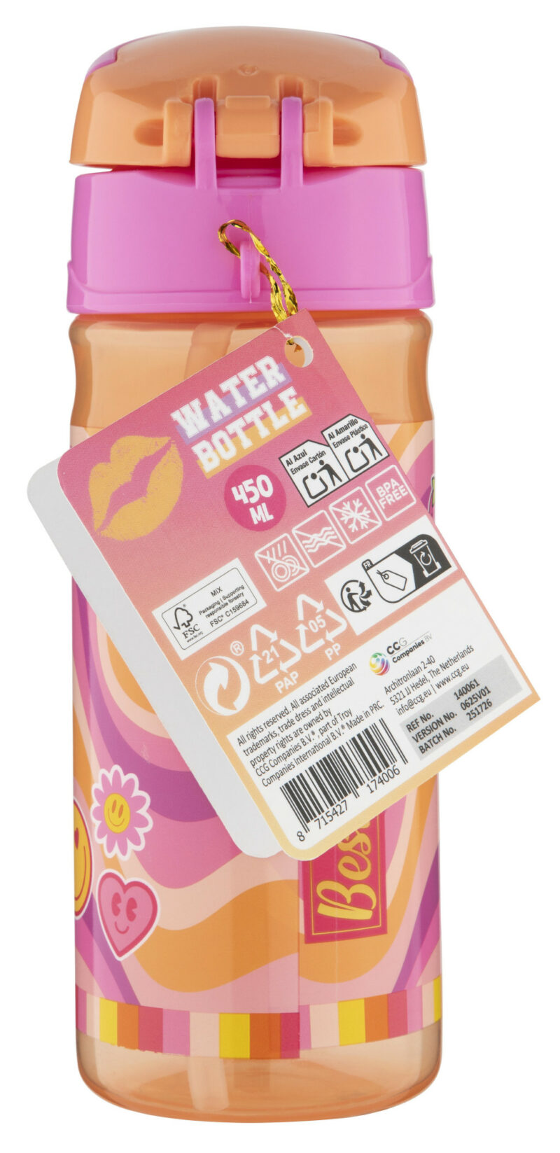 Colour Besties Girls’ Πλαστικό Παγούρι με Καλαμάκι 450 ml 5977365