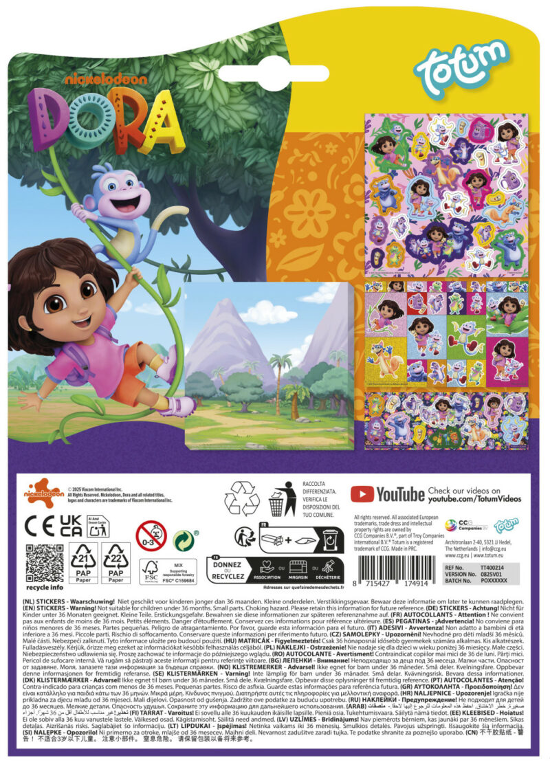Dora the Explorer Jungle Dora the Explorer Μεταλλικό Σετ Αυτοκόλλητων 2 Φύλλων 17×24 cm 5903014