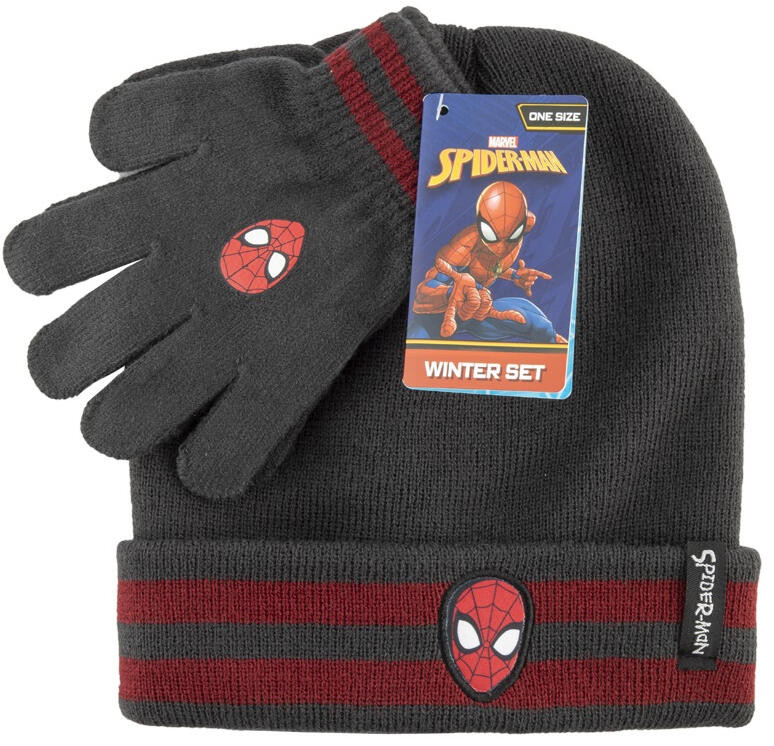 Spiderman Grey Σετ Παιδικού Σκούφου και Γαντιών 4 έως 6 ετών 5977360