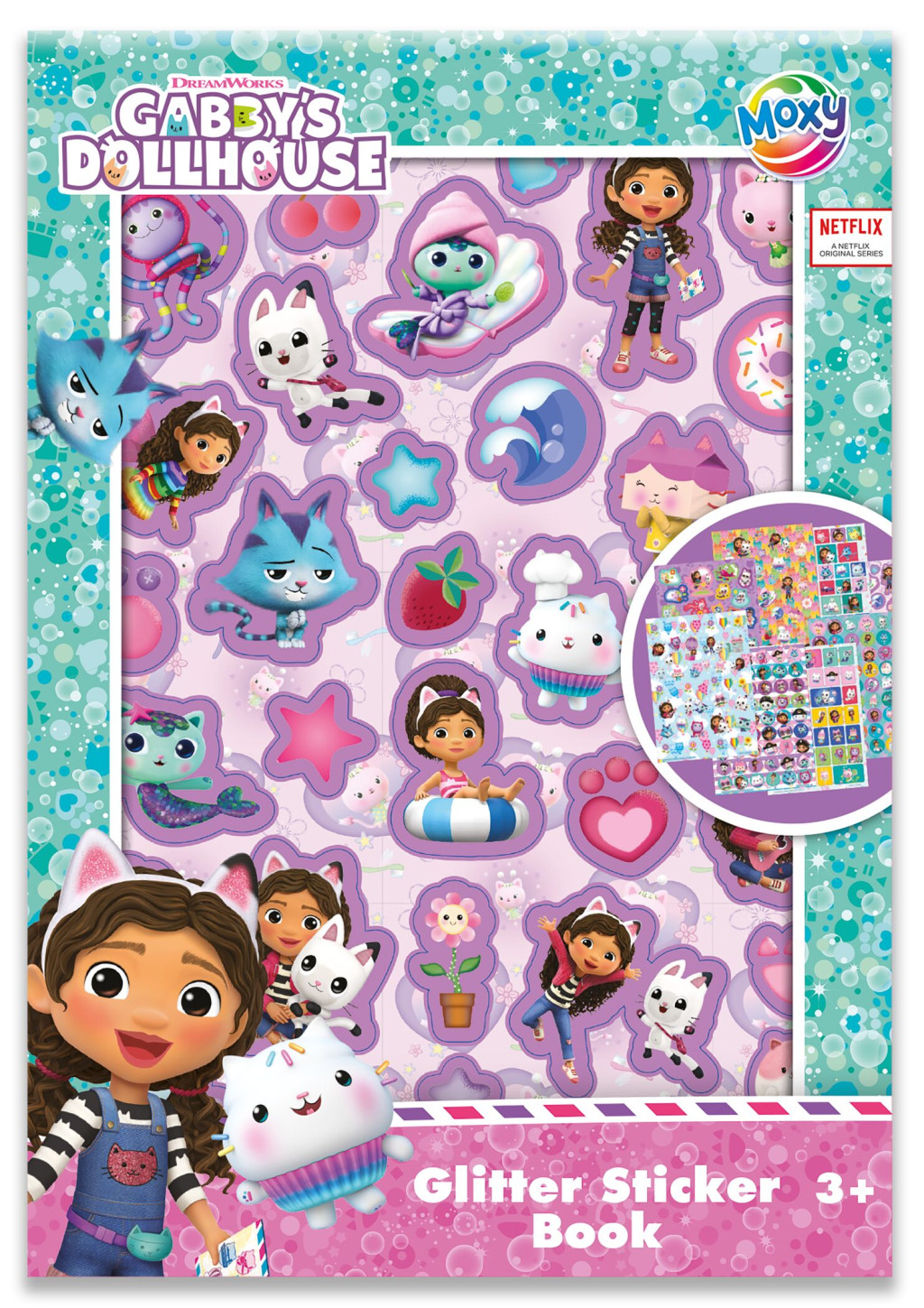 Gabby's Dollhouse Cats glitter sticker album 8 sheets