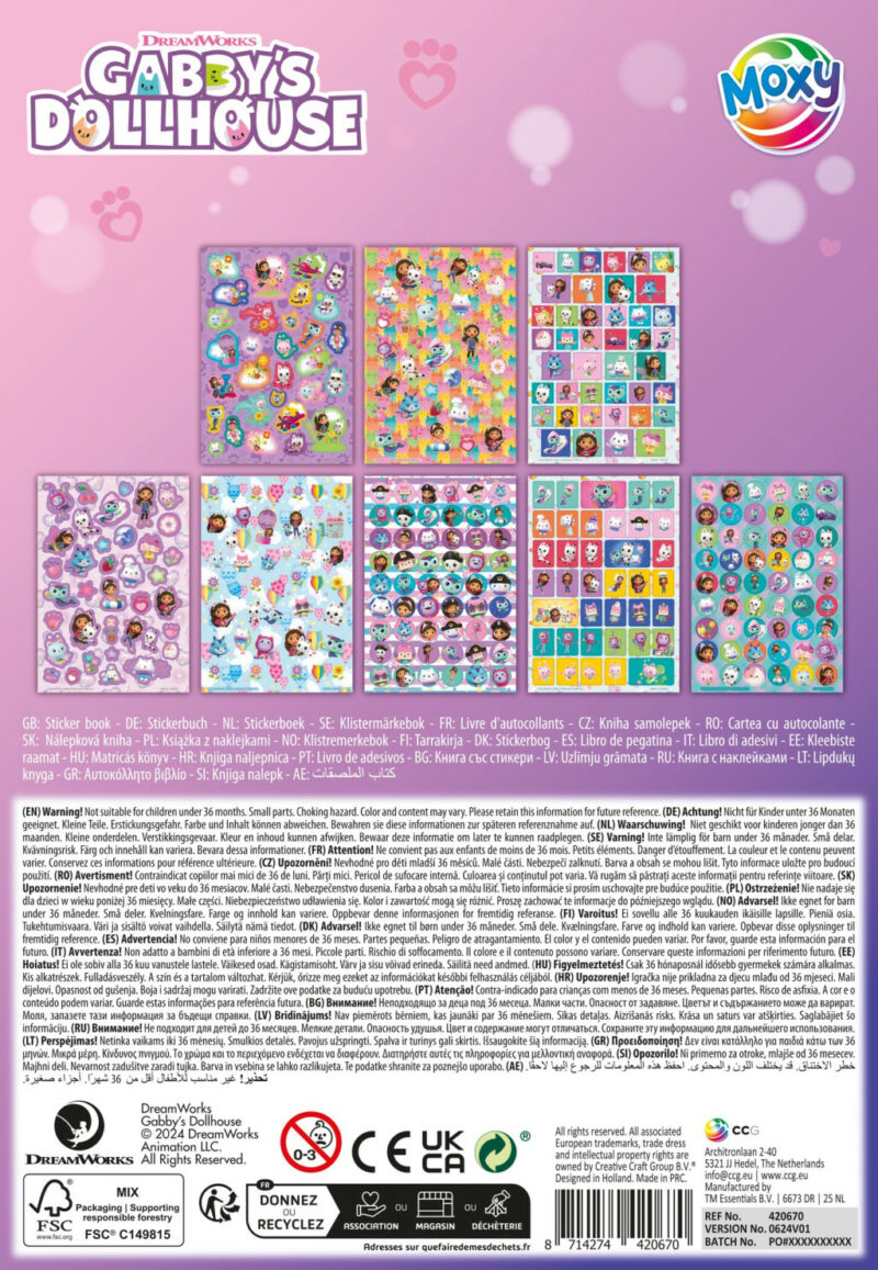 Gabby’s Dollhouse Cats glitter sticker album 8 sheets 5976896