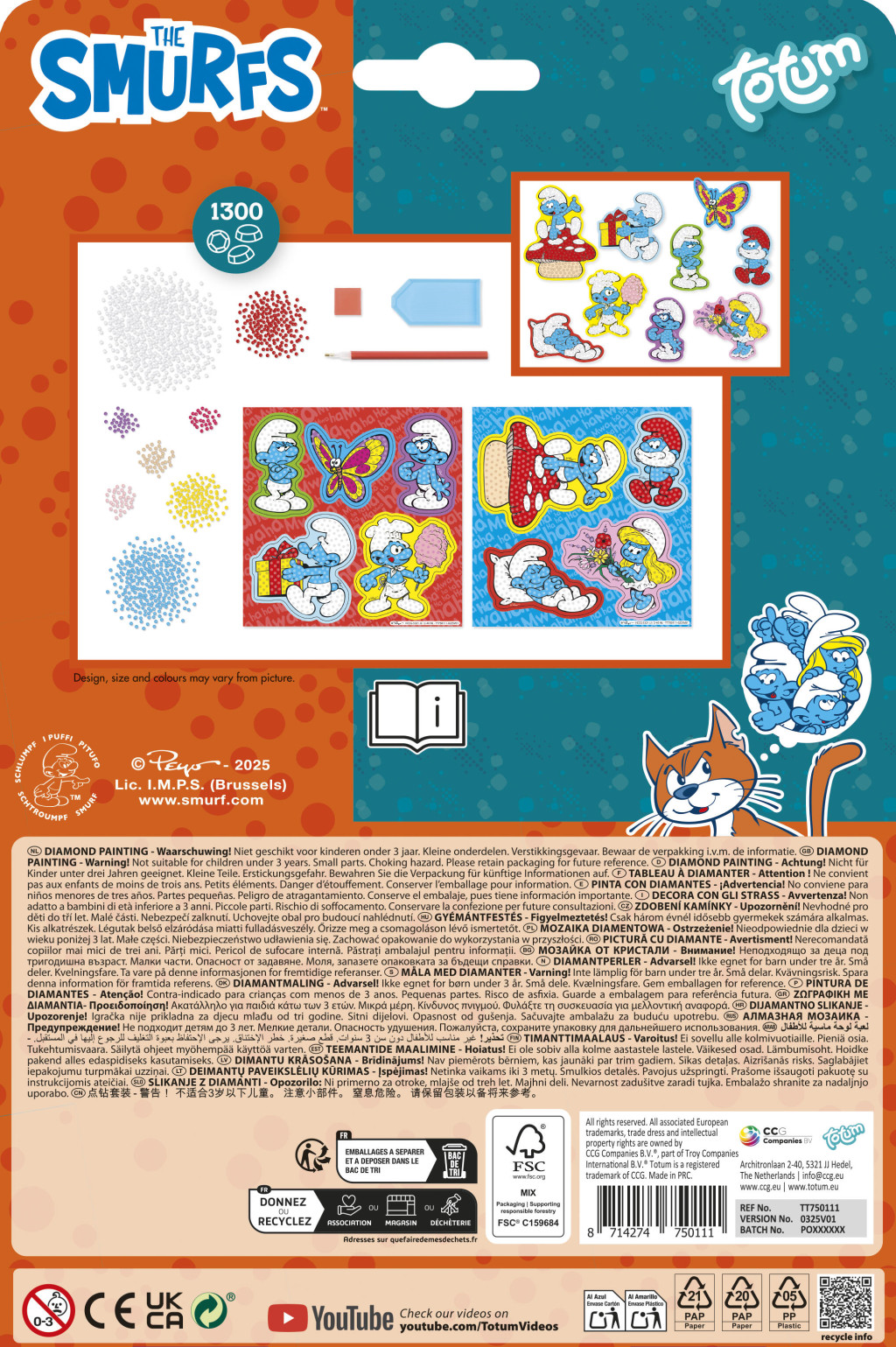 Smurfs Happy diamond drill sticker set of 9