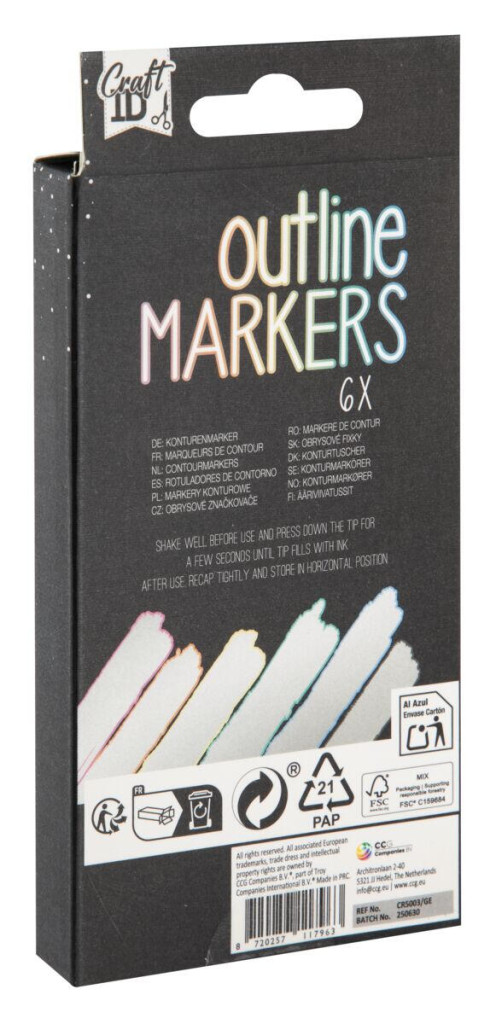 Colour Metal contour felt tip pen set 6 pcs 5999686