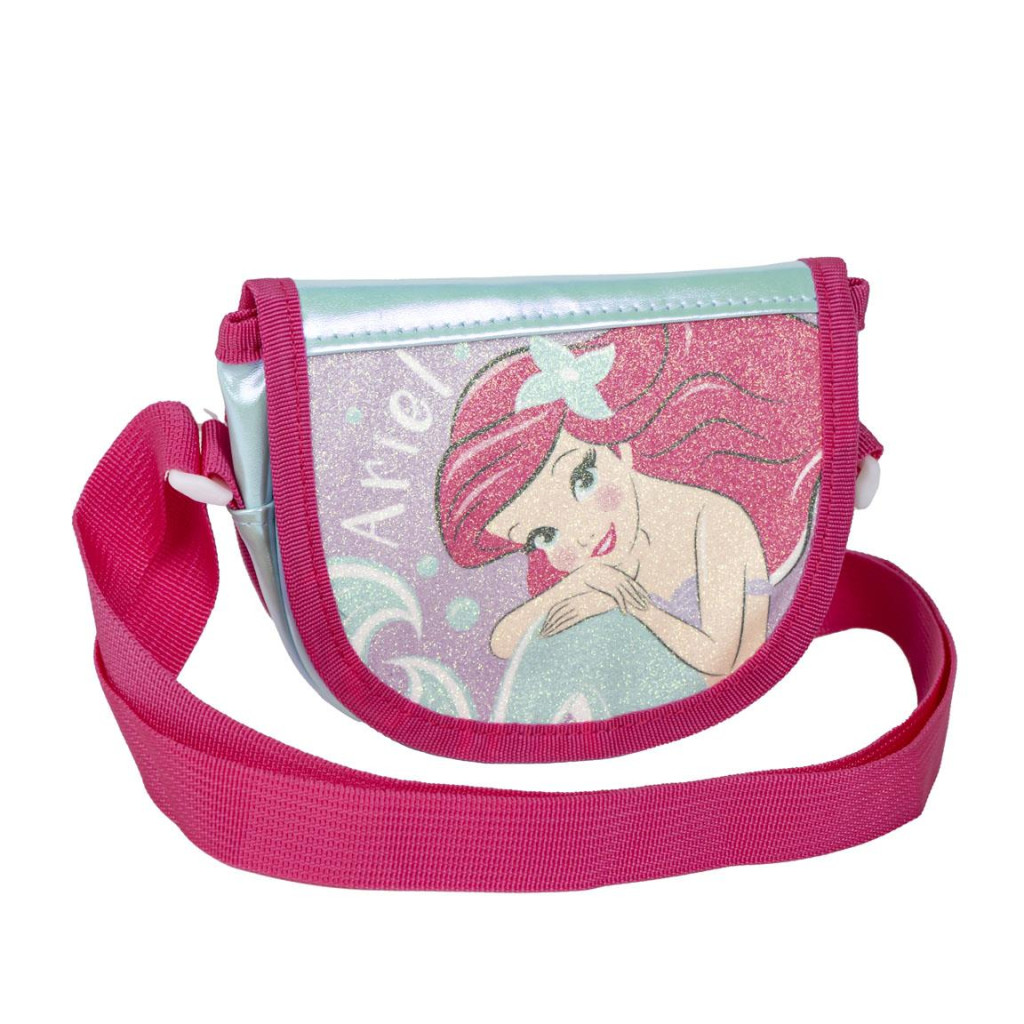 Disney Princess Ariel Glitter Παιδικό Τσαντάκι Ώμου και Χιαστί 15×12×4 cm
