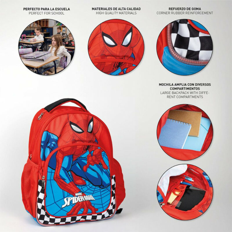 Spiderman Checked Σχολική Τσάντα Πλάτης με 2 Θήκες 42×32×15 cm 5880847