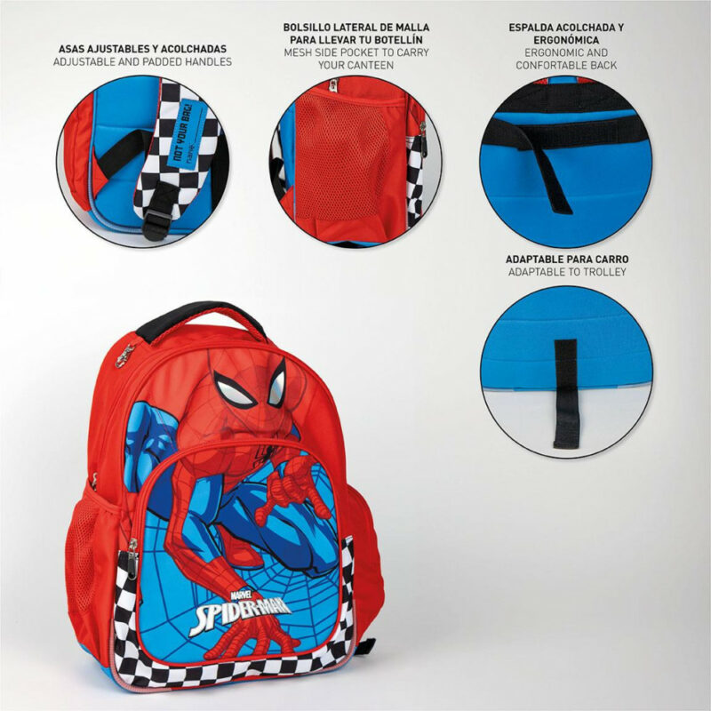 Spiderman Checked Σχολική Τσάντα Πλάτης με 2 Θήκες 42×32×15 cm 5880849