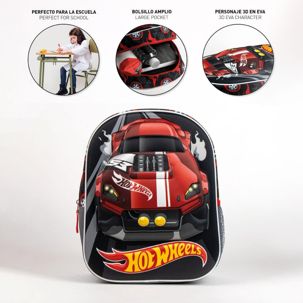 Hot Wheels Turbo 3D Παιδικό Σακίδιο Πλάτης με 1 Θήκη 31×25×10 cm
