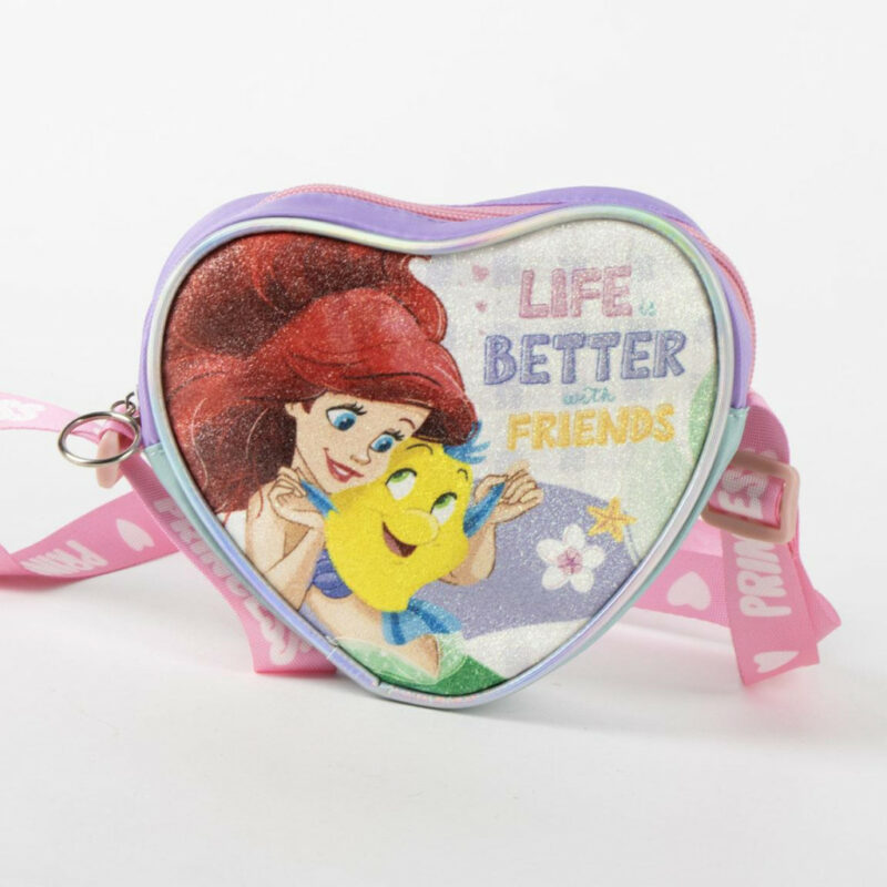 Disney Princess Life is Better Glitter Παιδικό Τσαντάκι Ώμου και Χιαστί 15×14×4 cm 5892219