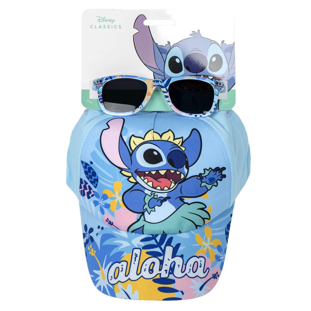 Disney Lilo and Stitch Aloha Παιδικό Σετ με Γυαλιά Ηλίου και Καπέλο Τζόκεϊ 53 cm