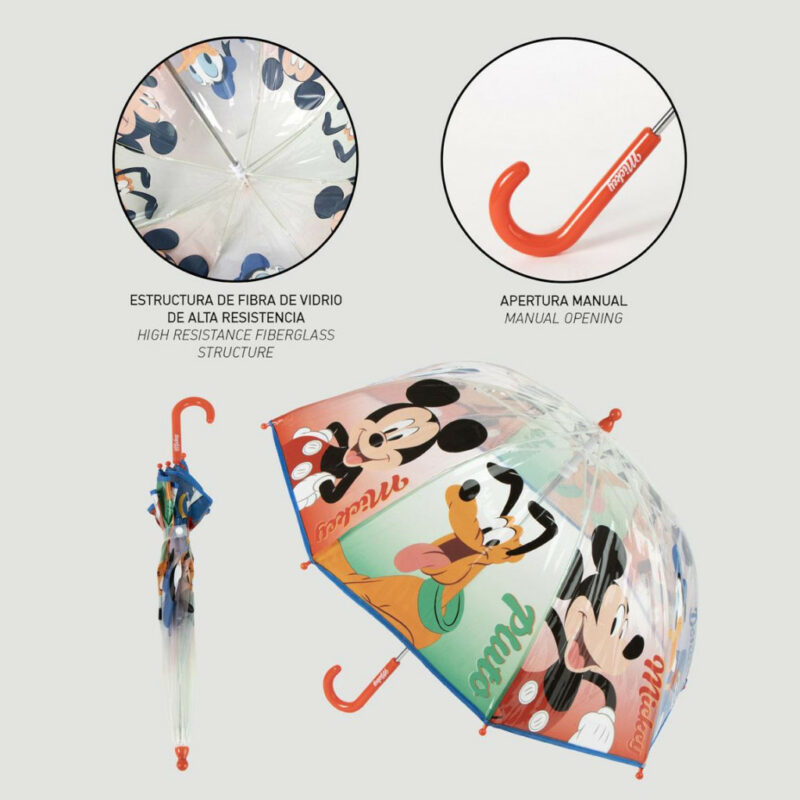Disney Mickey Pluto Παιδική Διάφανη Ομπρέλα Διαμέτρου 71 cm 5904464