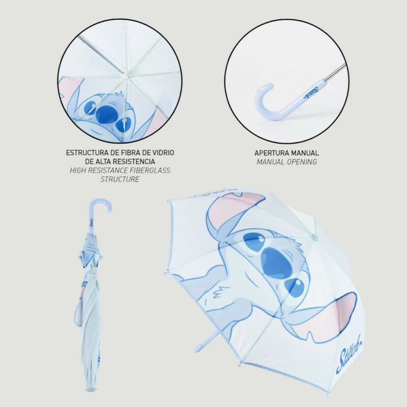 Disney Lilo & Stitch Χαριτωμένο Σχέδιο Παιδική Ομπρέλα με Λαβή Διαμέτρου 77 cm 5904456