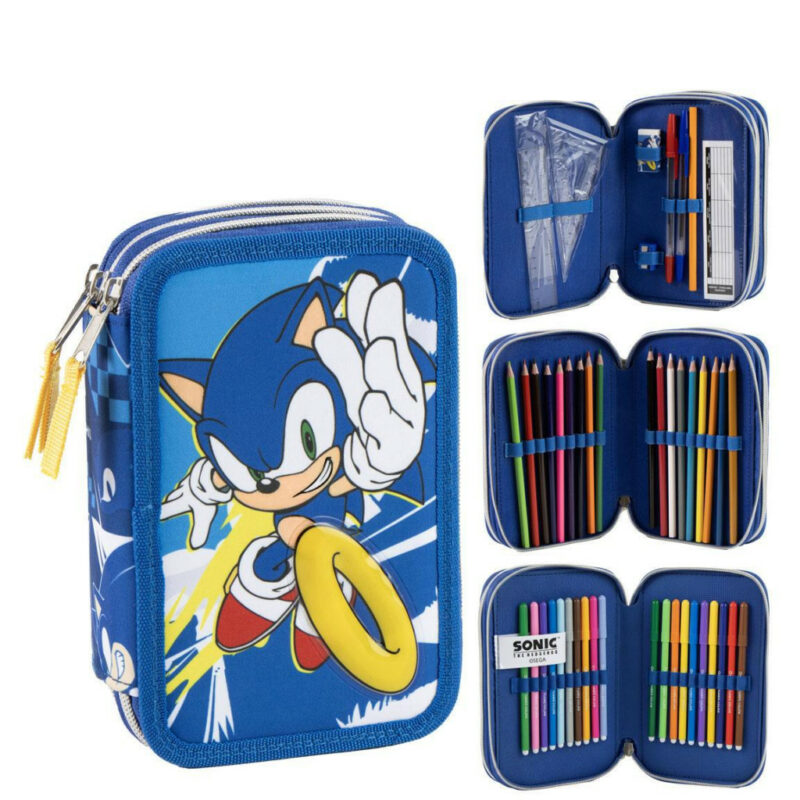 Sonic the Hedgehog Power Run Γεμάτη Τριώροφη Κασετίνα 46 Τεμαχίων Giotto 13×20×7 cm 5899933
