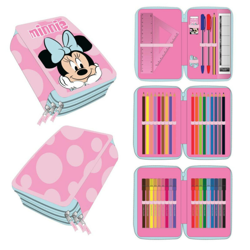 Disney Minnie Pink Dots Γεμάτη Τριώροφη Κασετίνα 44 Τεμαχίων Giotto 13×20×7 cm 5899883