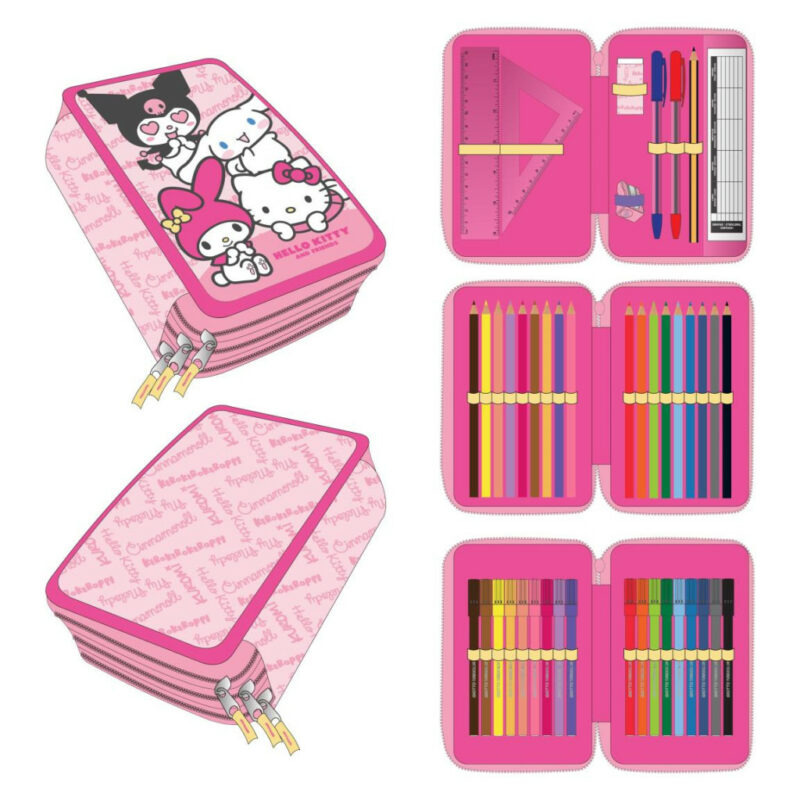 Hello Kitty Kawaii Cuties 3-tiered Γεμάτη Κασετίνα 46 Τεμαχίων Giotto 13×20×7 cm 5900270
