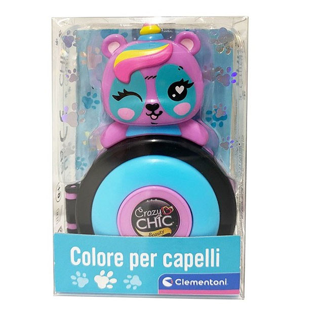 Crazy Chic Panda Μπλε κιμωλία βαφής μαλλιών Clementoni 5893982