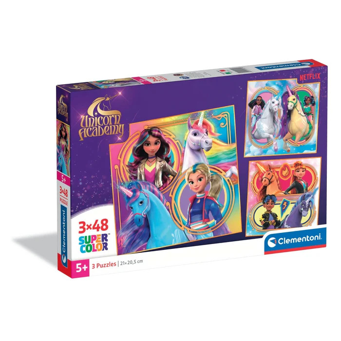 Unicorn Academy Riders Παιδικό Puzzle 3×48 Τεμαχίων Clementoni 5893685