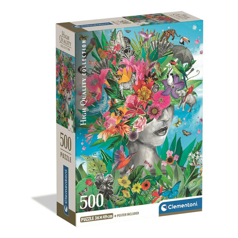Colour Head in Jungle Blooming Thoughts Puzzle σε Συμπαγή Συσκευασία 500 Τεμαχίων Clementoni 5893696