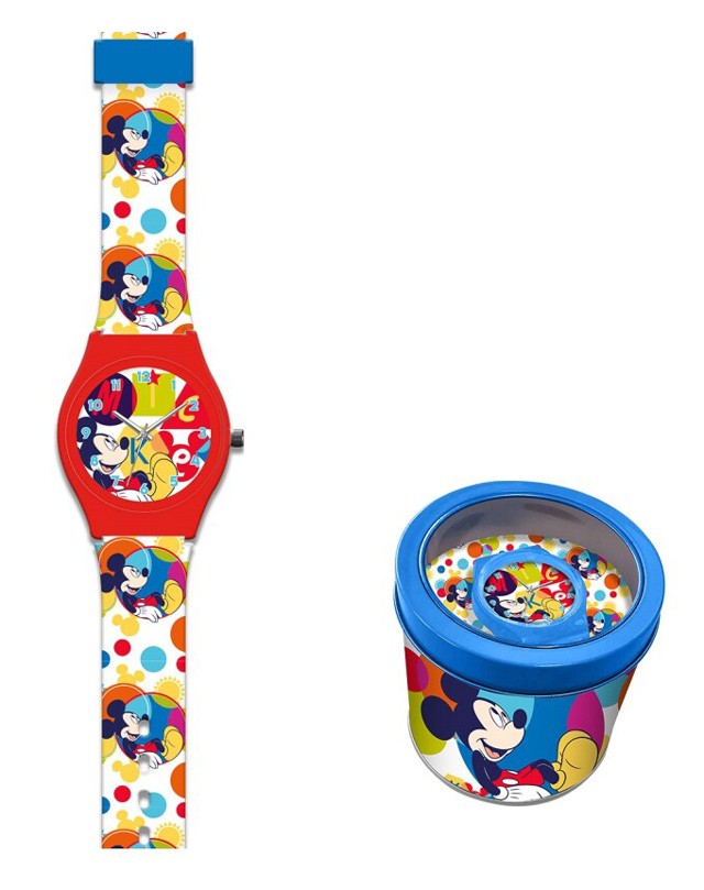 Disney Mickey Bubble Αναλογικό Ρολόι Χειρός σε Μεταλλικό Κουτί Δώρου 5872678