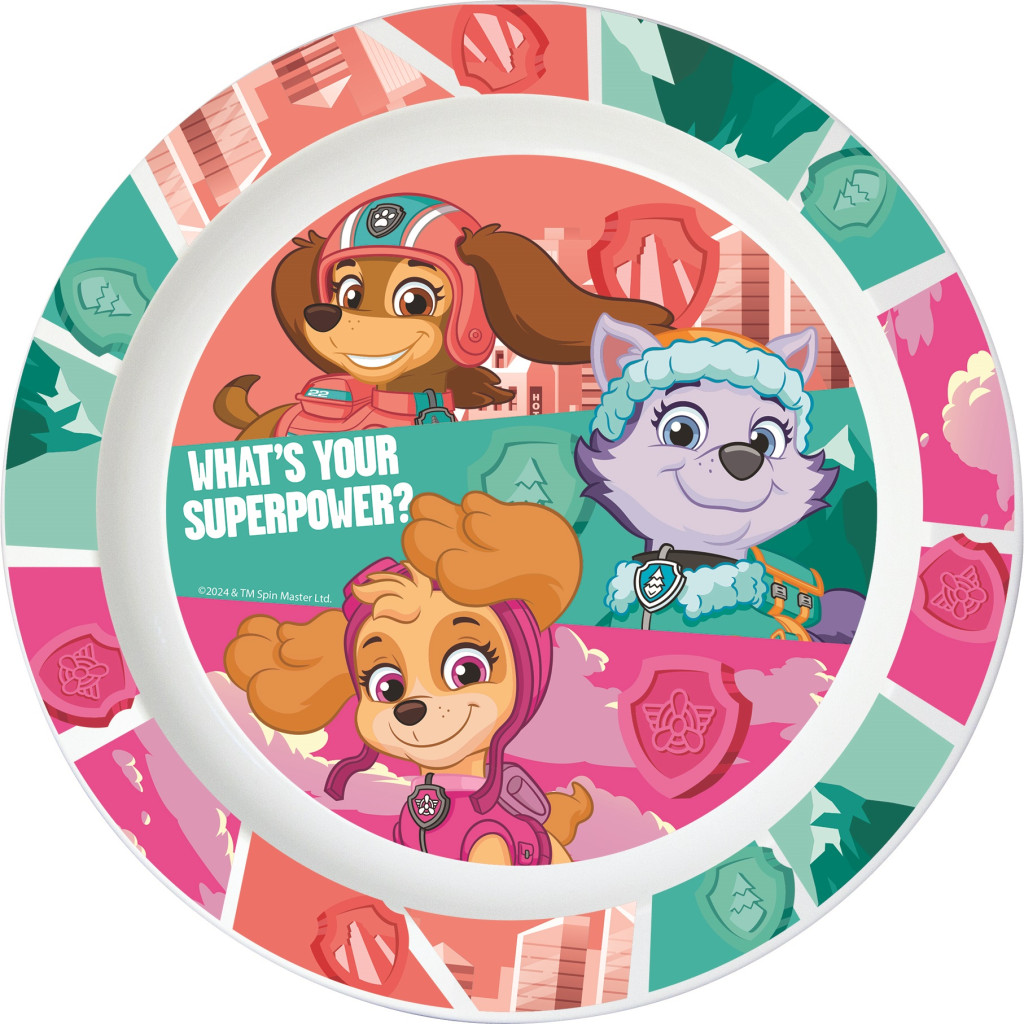 Paw Patrol Superpowers Πλαστικό πιάτο φαγητού για φούρνο μικροκυμάτων 22 cm