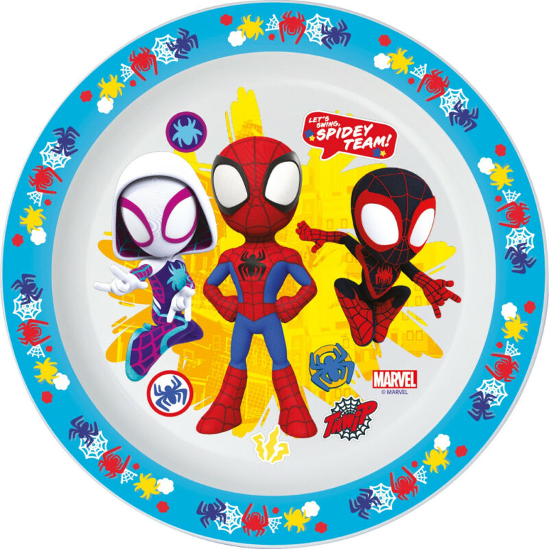 Paw Patrol Team Spider-Man Spidey Πλαστικό ρηχό πιάτο για φούρνο μικροκυμάτων 22 cm 5896312