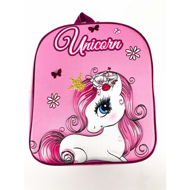 Unicorn Pink Blossom 3D Παιδικό Σακίδιο Πλάτης με 1 Θήκη 30×26×10 cm 5894570