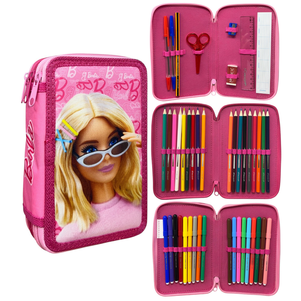 Barbie Glam Style Γεμάτη Τριώροφη Κασετίνα 45 Τεμαχίων 13×20×6 cm